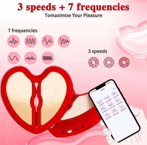 Máy Massage Ngực Kẹp Núm Vú Hình Trái Tim Điều Khiển App Kích Thích Nhũ Hoa